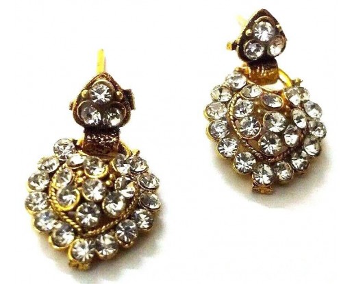 Golden Oxidized Earrings Ethnic Traditional Imitation Jewelry Drop Dangle - EA41